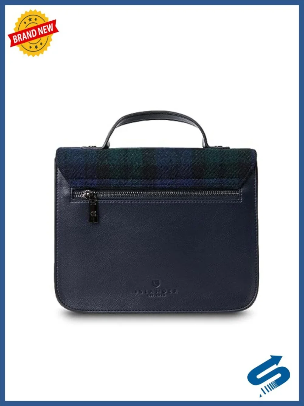 Authentic Harris Tweed & Vegan Leather Satchel with Buckle Closure